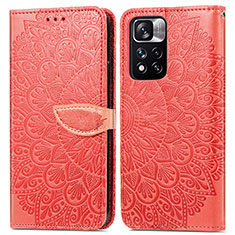 Coque Portefeuille Motif Fantaisie Livre Cuir Etui Clapet S04D pour Xiaomi Poco X4 NFC Rouge