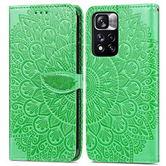 Coque Portefeuille Motif Fantaisie Livre Cuir Etui Clapet S04D pour Xiaomi Poco X4 NFC Vert