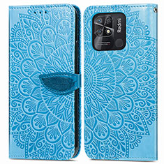 Coque Portefeuille Motif Fantaisie Livre Cuir Etui Clapet S04D pour Xiaomi Redmi 10 India Bleu