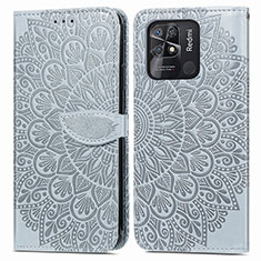 Coque Portefeuille Motif Fantaisie Livre Cuir Etui Clapet S04D pour Xiaomi Redmi 10C 4G Gris