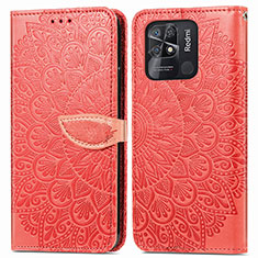 Coque Portefeuille Motif Fantaisie Livre Cuir Etui Clapet S04D pour Xiaomi Redmi 10C 4G Rouge