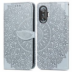 Coque Portefeuille Motif Fantaisie Livre Cuir Etui Clapet S04D pour Xiaomi Redmi K40 Gaming 5G Gris