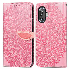 Coque Portefeuille Motif Fantaisie Livre Cuir Etui Clapet S04D pour Xiaomi Redmi K40 Gaming 5G Or Rose