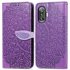 Coque Portefeuille Motif Fantaisie Livre Cuir Etui Clapet S04D pour Xiaomi Redmi K40 Gaming 5G Violet