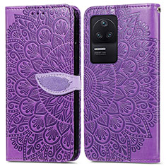 Coque Portefeuille Motif Fantaisie Livre Cuir Etui Clapet S04D pour Xiaomi Redmi K40S 5G Violet