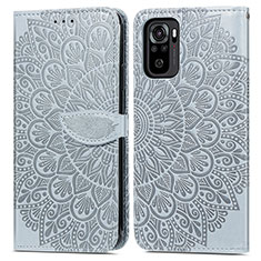 Coque Portefeuille Motif Fantaisie Livre Cuir Etui Clapet S04D pour Xiaomi Redmi Note 10 4G Gris