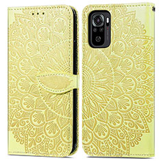 Coque Portefeuille Motif Fantaisie Livre Cuir Etui Clapet S04D pour Xiaomi Redmi Note 10 4G Jaune