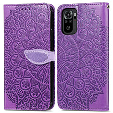 Coque Portefeuille Motif Fantaisie Livre Cuir Etui Clapet S04D pour Xiaomi Redmi Note 10 4G Violet