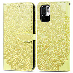 Coque Portefeuille Motif Fantaisie Livre Cuir Etui Clapet S04D pour Xiaomi Redmi Note 10 5G Jaune