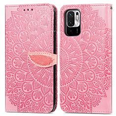 Coque Portefeuille Motif Fantaisie Livre Cuir Etui Clapet S04D pour Xiaomi Redmi Note 10 JE 5G Or Rose