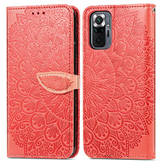 Coque Portefeuille Motif Fantaisie Livre Cuir Etui Clapet S04D pour Xiaomi Redmi Note 10 Pro 4G Rouge