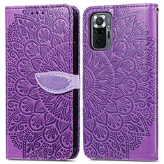 Coque Portefeuille Motif Fantaisie Livre Cuir Etui Clapet S04D pour Xiaomi Redmi Note 10 Pro 4G Violet