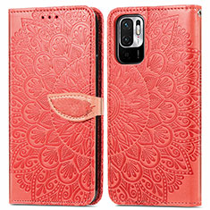 Coque Portefeuille Motif Fantaisie Livre Cuir Etui Clapet S04D pour Xiaomi Redmi Note 10T 5G Rouge