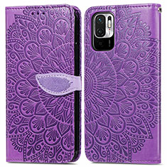 Coque Portefeuille Motif Fantaisie Livre Cuir Etui Clapet S04D pour Xiaomi Redmi Note 10T 5G Violet