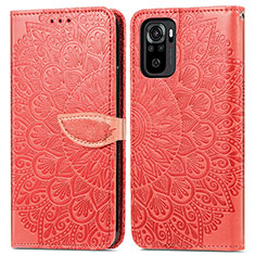 Coque Portefeuille Motif Fantaisie Livre Cuir Etui Clapet S04D pour Xiaomi Redmi Note 11 SE India 4G Rouge