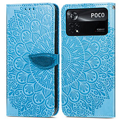 Coque Portefeuille Motif Fantaisie Livre Cuir Etui Clapet S04D pour Xiaomi Redmi Note 11E Pro 5G Bleu