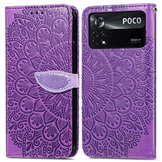 Coque Portefeuille Motif Fantaisie Livre Cuir Etui Clapet S04D pour Xiaomi Redmi Note 11E Pro 5G Violet