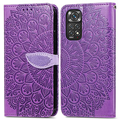 Coque Portefeuille Motif Fantaisie Livre Cuir Etui Clapet S04D pour Xiaomi Redmi Note 11S 4G Violet