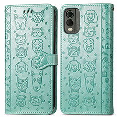 Coque Portefeuille Motif Fantaisie Livre Cuir Etui Clapet S05D pour Nokia C32 Vert