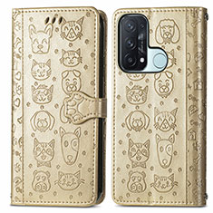 Coque Portefeuille Motif Fantaisie Livre Cuir Etui Clapet S05D pour Oppo Reno5 A Or