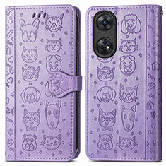 Coque Portefeuille Motif Fantaisie Livre Cuir Etui Clapet S05D pour Oppo Reno8 T 4G Violet