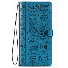 Coque Portefeuille Motif Fantaisie Livre Cuir Etui Clapet S05D pour Samsung Galaxy S21 5G Bleu