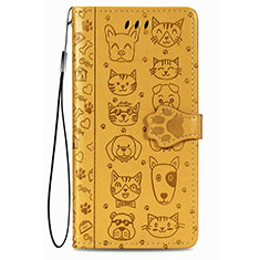 Coque Portefeuille Motif Fantaisie Livre Cuir Etui Clapet S05D pour Samsung Galaxy S21 Plus 5G Jaune