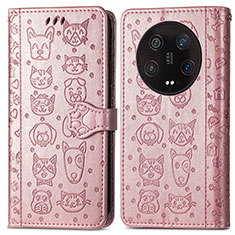 Coque Portefeuille Motif Fantaisie Livre Cuir Etui Clapet S05D pour Xiaomi Mi 13 Ultra 5G Or Rose