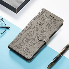 Coque Portefeuille Motif Fantaisie Livre Cuir Etui Clapet S05D pour Xiaomi Poco C55 Gris