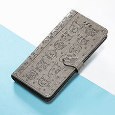 Coque Portefeuille Motif Fantaisie Livre Cuir Etui Clapet S05D pour Xiaomi Poco F5 5G Gris