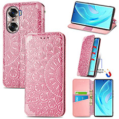 Coque Portefeuille Motif Fantaisie Livre Cuir Etui Clapet S07D pour Huawei Honor 60 Pro 5G Or Rose