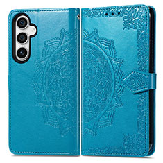 Coque Portefeuille Motif Fantaisie Livre Cuir Etui Clapet S07D pour Samsung Galaxy S21 FE 5G Bleu