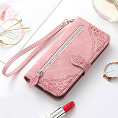 Coque Portefeuille Motif Fantaisie Livre Cuir Etui Clapet S07D pour Samsung Galaxy S21 Plus 5G Or Rose