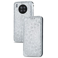 Coque Portefeuille Motif Fantaisie Livre Cuir Etui Clapet S09D pour Huawei Honor 50 Lite Argent