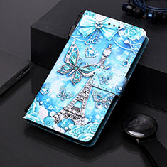 Coque Portefeuille Motif Fantaisie Livre Cuir Etui Clapet Y01B pour Samsung Galaxy A20s Bleu Clair