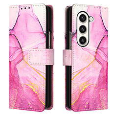 Coque Portefeuille Motif Fantaisie Livre Cuir Etui Clapet Y01B pour Samsung Galaxy Z Fold5 5G Rose Rouge