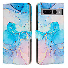 Coque Portefeuille Motif Fantaisie Livre Cuir Etui Clapet Y01X pour Google Pixel 7 Pro 5G Bleu Ciel