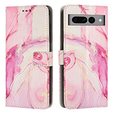 Coque Portefeuille Motif Fantaisie Livre Cuir Etui Clapet Y01X pour Google Pixel 7 Pro 5G Rose