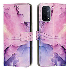 Coque Portefeuille Motif Fantaisie Livre Cuir Etui Clapet Y01X pour Oppo A54 5G Violet