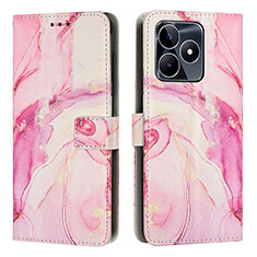 Coque Portefeuille Motif Fantaisie Livre Cuir Etui Clapet Y01X pour Realme C51 Rose