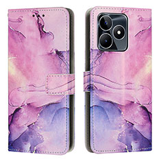 Coque Portefeuille Motif Fantaisie Livre Cuir Etui Clapet Y01X pour Realme C51 Violet