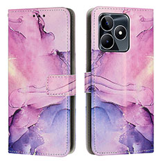 Coque Portefeuille Motif Fantaisie Livre Cuir Etui Clapet Y01X pour Realme C53 India Violet