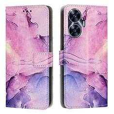 Coque Portefeuille Motif Fantaisie Livre Cuir Etui Clapet Y01X pour Realme C55 Violet