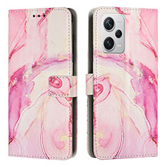 Coque Portefeuille Motif Fantaisie Livre Cuir Etui Clapet Y01X pour Xiaomi Redmi Note 12 Pro 5G Rose