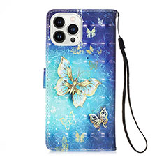 Coque Portefeuille Motif Fantaisie Livre Cuir Etui Clapet Y02B pour Apple iPhone 15 Pro Bleu