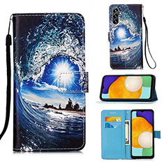 Coque Portefeuille Motif Fantaisie Livre Cuir Etui Clapet Y02B pour Samsung Galaxy A04s Bleu Royal