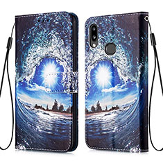 Coque Portefeuille Motif Fantaisie Livre Cuir Etui Clapet Y02B pour Samsung Galaxy A10s Bleu Royal