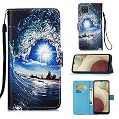 Coque Portefeuille Motif Fantaisie Livre Cuir Etui Clapet Y02B pour Samsung Galaxy A12 5G Bleu Royal