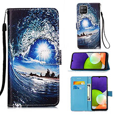 Coque Portefeuille Motif Fantaisie Livre Cuir Etui Clapet Y02B pour Samsung Galaxy A22 4G Bleu Royal