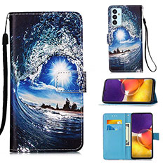 Coque Portefeuille Motif Fantaisie Livre Cuir Etui Clapet Y02B pour Samsung Galaxy A24 4G Bleu Royal